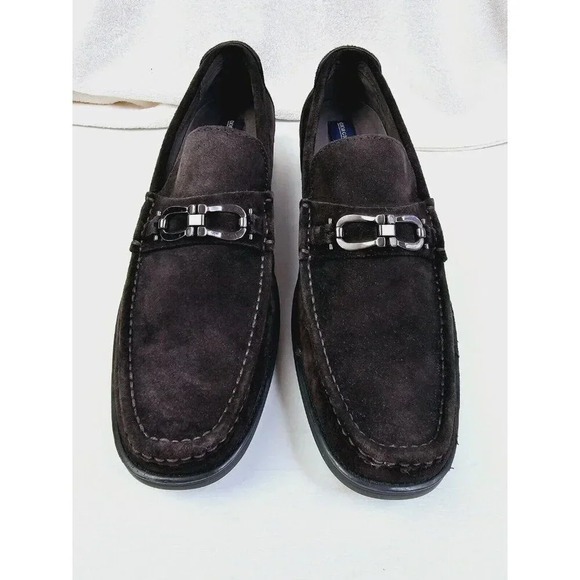 Giorgio Brutini Size 13M Men's Chocolate Brown Suade Horsebit Slip On Loafers - Picture 3 of 11